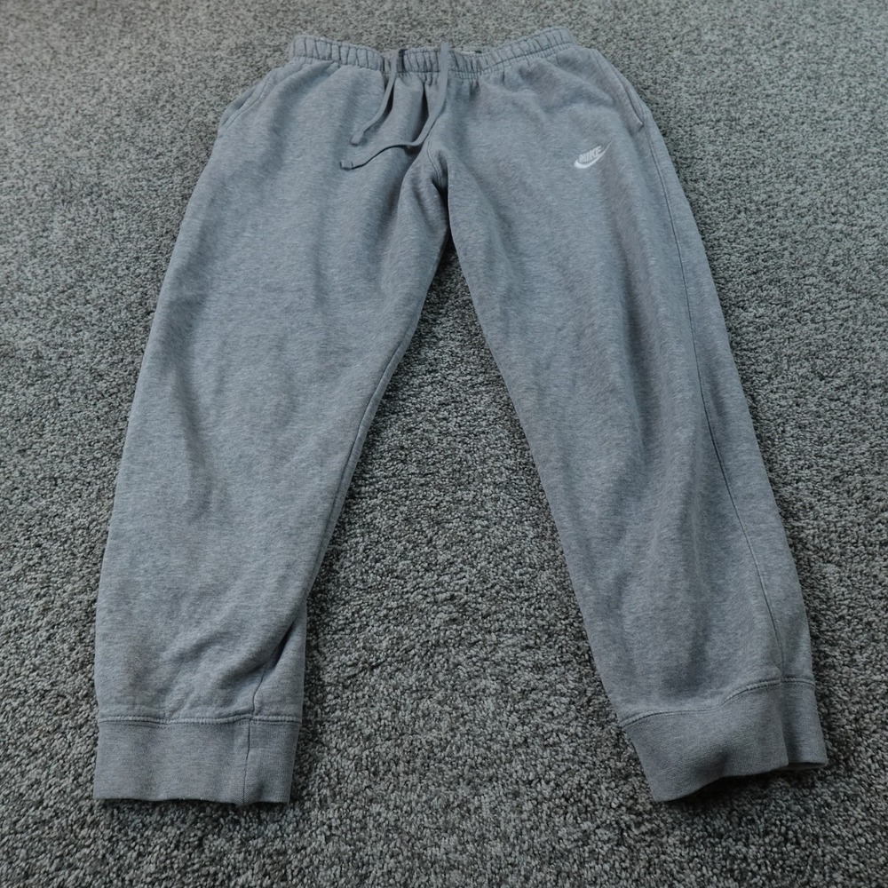 Nike Sweatpants Mens L Gray Fleece Jogger Athletic Drawstring Workout Gym‎ Pants